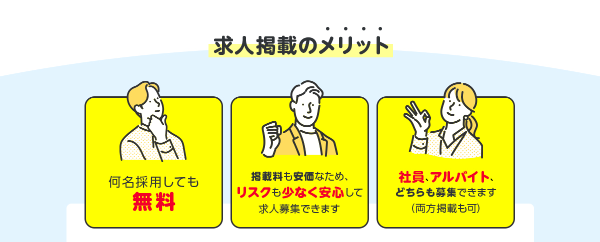 求人を掲載すると こんなに嬉しいメリットが！